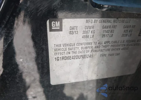 2013 Chevrolet Volt from USA, damaged, VIN 1G1RD6E42DU135241